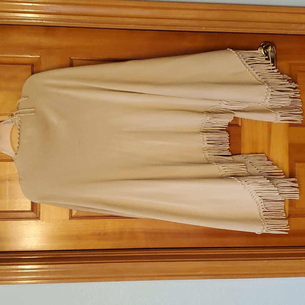 Coldwater Creek Womans Tan Soft Fringed Boho Shawl One Size - Picture 9 of 10